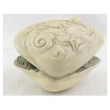 Vintage Asian-Style Clam Shell Diorama with River Scene and House