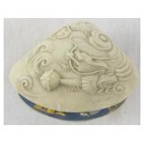 Vintage Asian-Style Clam Shell Diorama with River Scene and House