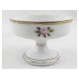 Vintage Nippon Morimura Hand Painted Porcelain Pedestal Dish with Rose Motif