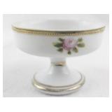 Vintage Nippon Morimura Hand Painted Porcelain Pedestal Dish with Rose Motif