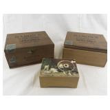 Lot of 3 Vintage Wooden Boxes - Baron