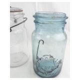 Set of 4 Vintage Mason Jars Ball and McDonald Embossed Glass