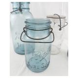 Set of 4 Vintage Mason Jars Ball and McDonald Embossed Glass