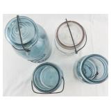 Set of 4 Vintage Mason Jars Ball and McDonald Embossed Glass