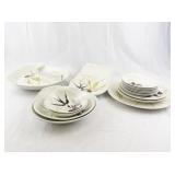REDWING "Capistrano" Textured Sage Green Ceramic Tea Set with Bowls, Cups, Creamer, and Sugar Shaker - 11 Pieces