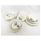 REDWING "Capistrano" Textured Sage Green Ceramic Tea Set with Bowls, Cups, Creamer, and Sugar Shaker - 11 Pieces