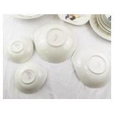 REDWING "Capistrano" Textured Sage Green Ceramic Tea Set with Bowls, Cups, Creamer, and Sugar Shaker - 11 Pieces