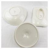 REDWING "Capistrano" Textured Sage Green Ceramic Tea Set with Bowls, Cups, Creamer, and Sugar Shaker - 11 Pieces