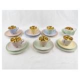 Vintage Figgjo Flint Norway Pastel Tea Set with Gold Interiors