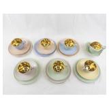 Vintage Figgjo Flint Norway Pastel Tea Set with Gold Interiors