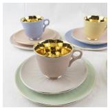 Vintage Figgjo Flint Norway Pastel Tea Set with Gold Interiors