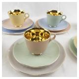 Vintage Figgjo Flint Norway Pastel Tea Set with Gold Interiors