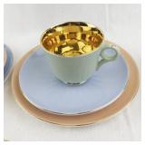 Vintage Figgjo Flint Norway Pastel Tea Set with Gold Interiors