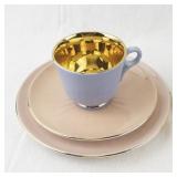 Vintage Figgjo Flint Norway Pastel Tea Set with Gold Interiors