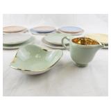 Vintage Figgjo Flint Norway Pastel Tea Set with Gold Interiors