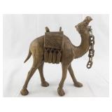 Hand-Carved Wooden Camel Figurine with Saddle Detail