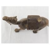 Hand-Carved Wooden Camel Figurine with Saddle Detail
