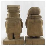 Pair of 1974 Hand-Carved Wooden Folk Art Figures