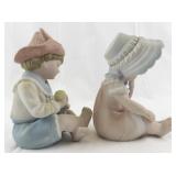 Andrea by Sadek 1984 Porcelain Bisque Piano Babies Figurines Boy and Girl