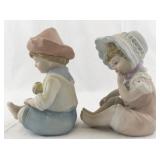 Andrea by Sadek 1984 Porcelain Bisque Piano Babies Figurines Boy and Girl