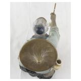Vintage Shiwan Chinese Mudman Figurine Fisherman with Hat and Pole
