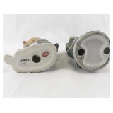 Pair of Vintage Japanese Porcelain Figurines Elderly Fisherman and Woman