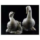 Set of 2 1986 Enesco Porcelain Duck and Goose Figurines