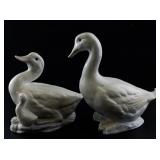 Set of 2 1986 Enesco Porcelain Duck and Goose Figurines