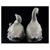 Set of 2 1986 Enesco Porcelain Duck and Goose Figurines