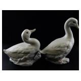Set of 2 1986 Enesco Porcelain Duck and Goose Figurines