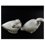 Set of 2 1986 Enesco Porcelain Duck and Goose Figurines