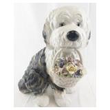 Large Anna Rosa Collection Old English Sheepdog Music Box Figurine -Working