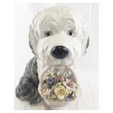 Large Anna Rosa Collection Old English Sheepdog Music Box Figurine -Working