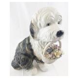 Large Anna Rosa Collection Old English Sheepdog Music Box Figurine -Working