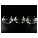 Set of 3 Clear Glass Soup or Punch Cups with Handles