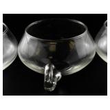 Set of 3 Clear Glass Soup or Punch Cups with Handles