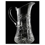 Cut Crystal Water Pitcher with Geometric Pattern