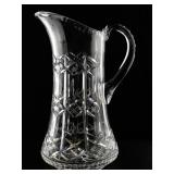 Cut Crystal Water Pitcher with Geometric Pattern