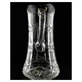 Cut Crystal Water Pitcher with Geometric Pattern