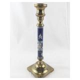Brass and Cloisonne Enamel Candlestick with Floral Design