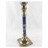 Brass and Cloisonne Enamel Candlestick with Floral Design