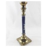 Brass and Cloisonne Enamel Candlestick with Floral Design
