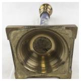 Brass and Cloisonne Enamel Candlestick with Floral Design