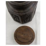 Carved Wooden Jar with Lid and 2 Goblets Set