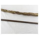 Pair of Wooden Walking Canes - Carved and Traditional Styles