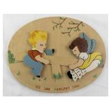 Vintage Wooden Wall Plaque See Saw Margery Daw Nursery Decor