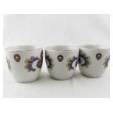 Set of 3 Porsgrund Norway Porcelain Cups with Floral Design