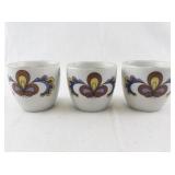 Set of 3 Porsgrund Norway Porcelain Cups with Floral Design