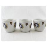 Set of 3 Porsgrund Norway Porcelain Cups with Floral Design