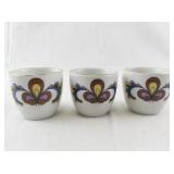 Set of 3 Porsgrund Norway Porcelain Cups with Floral Design
